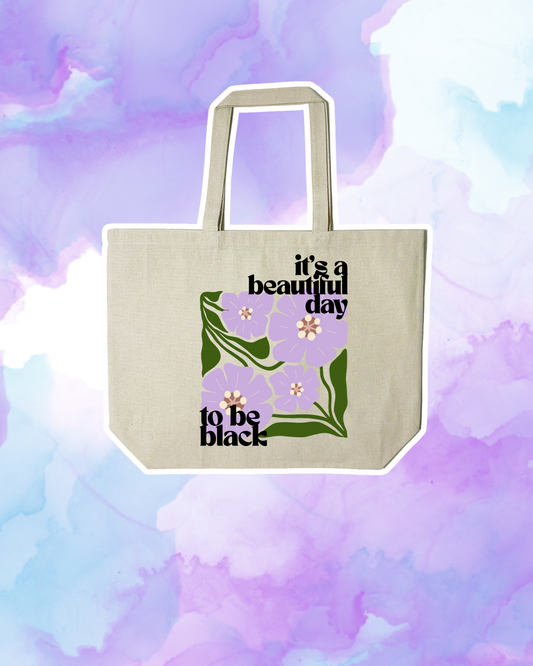 IT'S A BEAUTIFUL DAY TO BE BLACK/BROWN - Large Tote